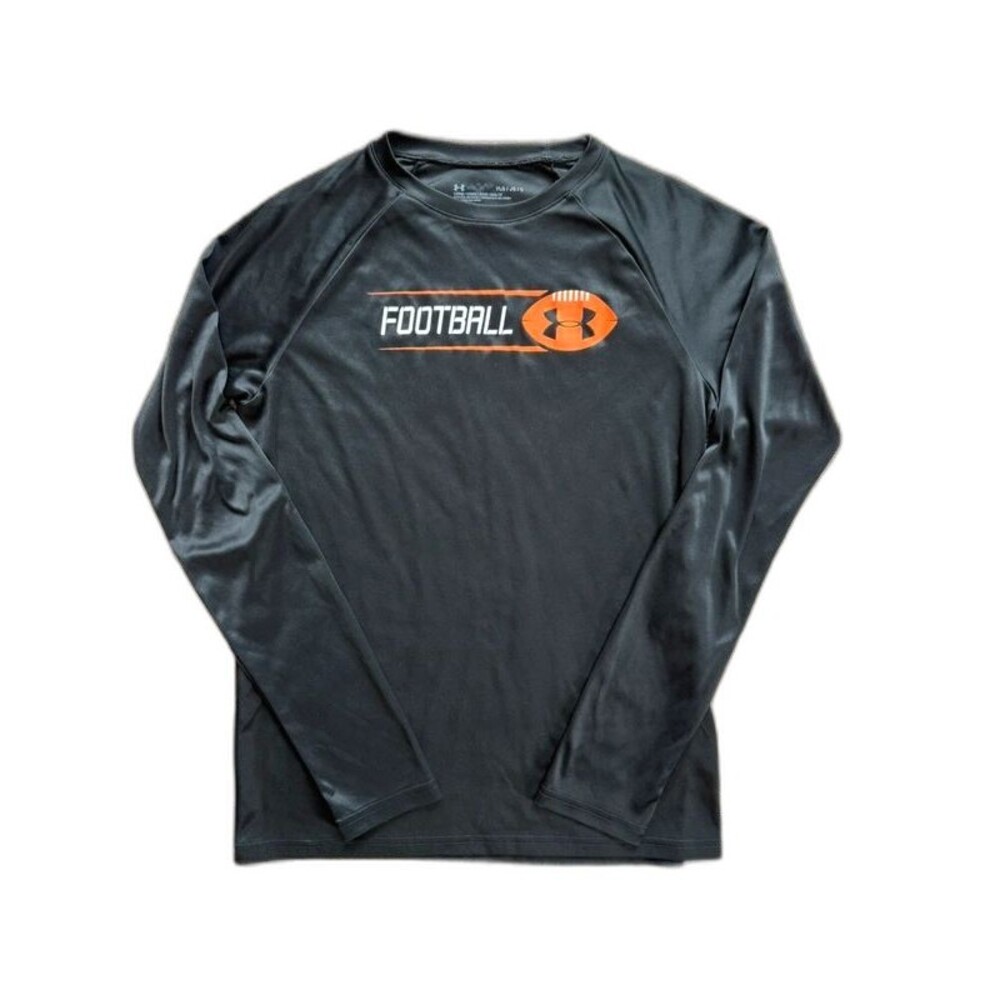 Under Armour Boys Football Long Sleeve Shirt Youth Large YLG Black Graphic Tee